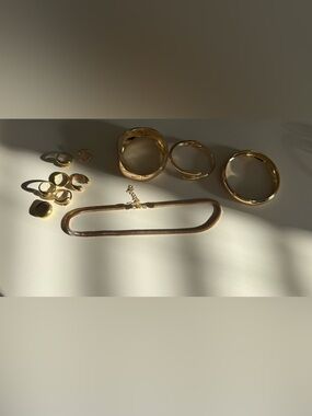 Gold-Tone Necklace, Ring, and Cuff Bracelet Set